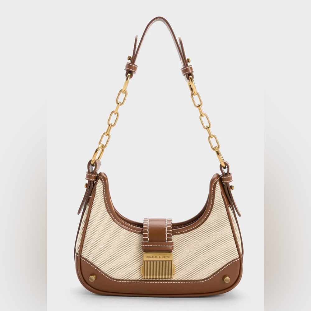 Charles & Keith Winslet Canvas Belted Hobo Bag - Chocolate - Picture 5 of 5